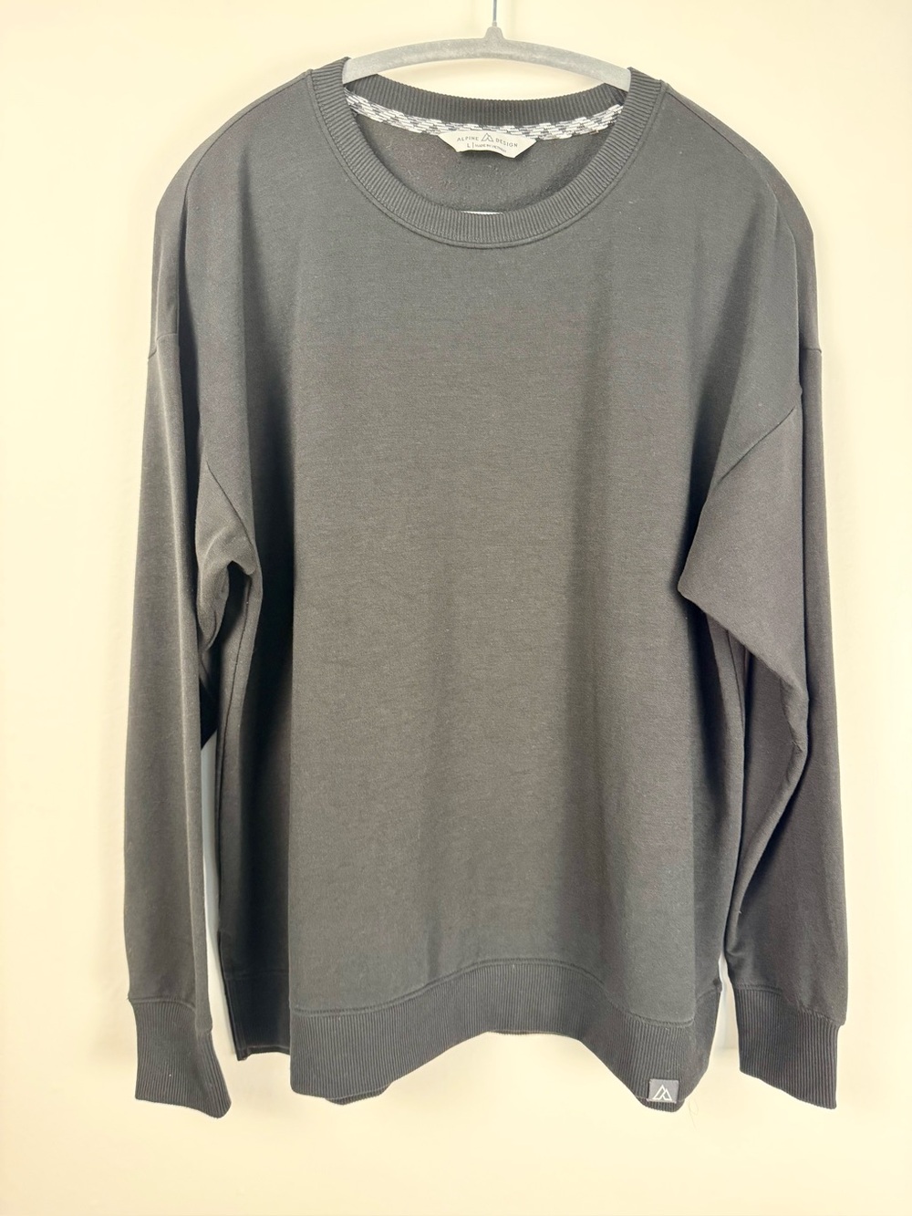 Alpine Design Black Modal Blend Crewneck Sweatshirt Women's Large Soft Pullover